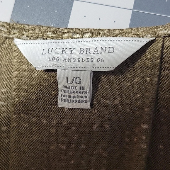 LUCKY BRAND Cream and Green‎ Abstract Sleeveless Blouse Large - Picture 5 of 5